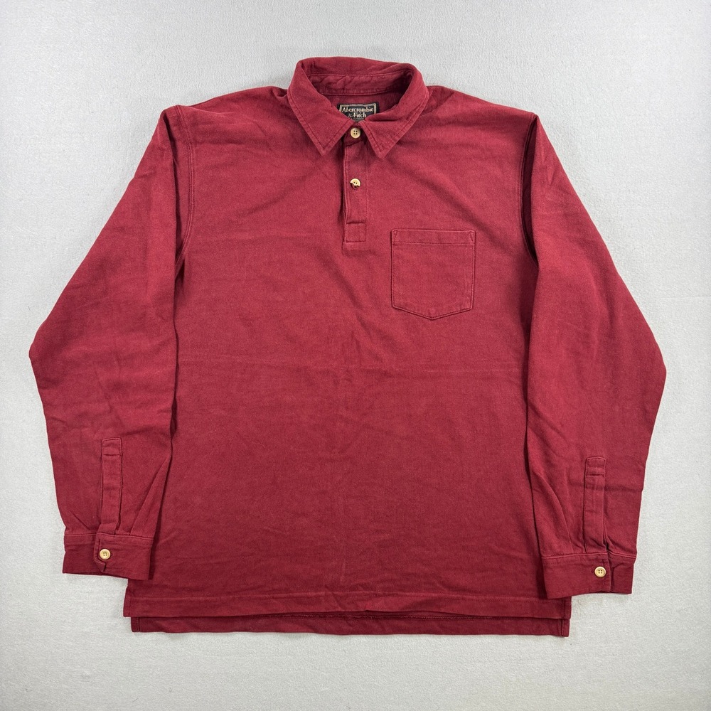 Vintage Abercrombie & Fitch Polo Shirt Mens Large Maroon Long Sleeve Preppy Y2K